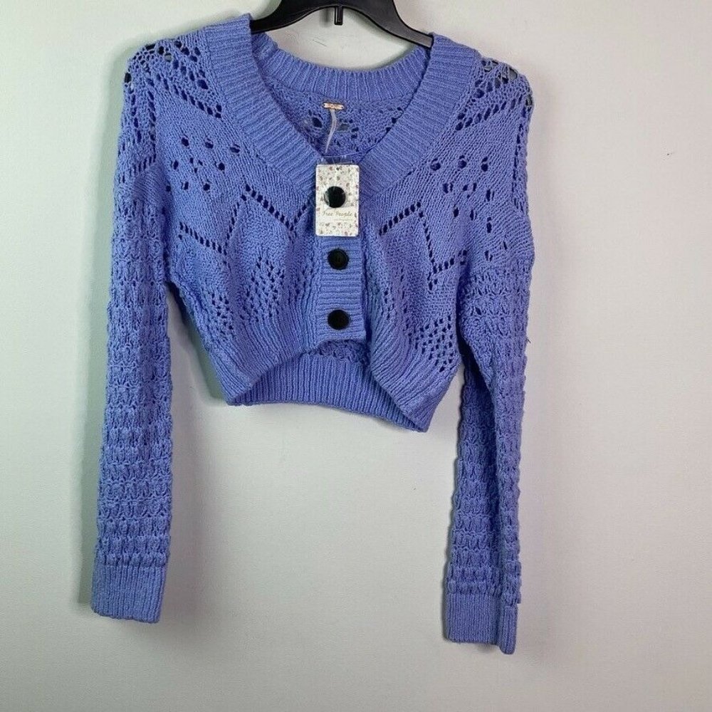Free People $128 Chloe Cropped Cardigan Sweater - Picture 3 of 5